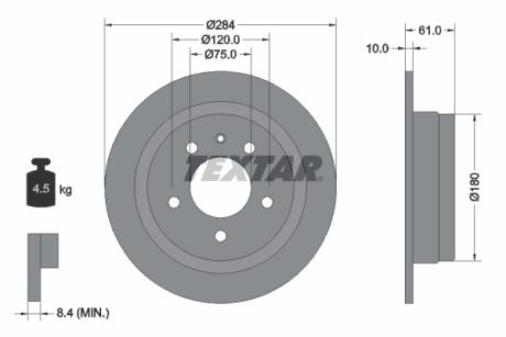 92022400 Диск гальмівний (задній) BMW 6 (E24) 635i 77-89 TEXTAR підбір по vin на Brocar