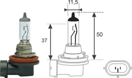 2549100000 Автолампа H11 12V 55W PGJ19-2 Standard MAGNETI MARELLI підбір по vin на Brocar