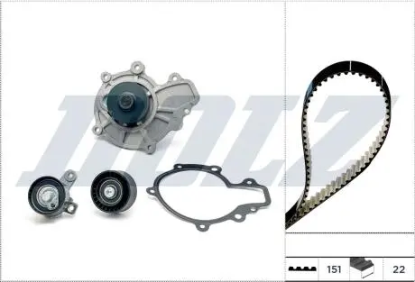 KD170 К-т ГРМ (помпа + ремінь + 2 ролики)ANTARA A 2.0 CDTI 07-11, DOLZ підбір по vin на Brocar