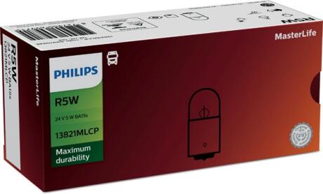 13821MLCP Автолампа Philips 13821mlcp MasterLife R5W BA15s 5W прозора PHILIPS підбір по vin на Brocar