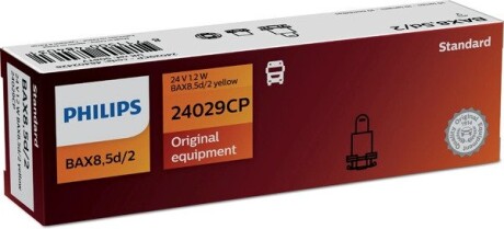 24029CP Автолампа Philips 24029cp Standard BAX B8,5d/2 1,2 W прозрачная PHILIPS подбор по vin на Brocar