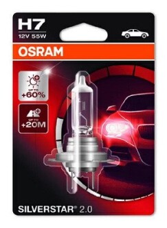 64210SV201B Автолампа Osram 64210SV2-01B Silverstar 2.0 H7 PX26d 55 W прозора OSRAM підбір по vin на Brocar