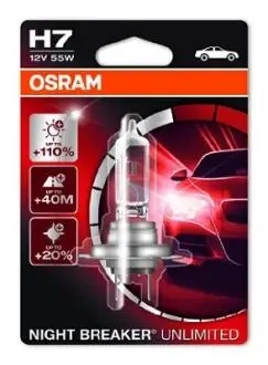 64210NBU01B Автолампа Osram 64210NBU-01B Night Breaker Unlimited H7 PX26d 55 W прозоро-блакитна OSRAM підбір по vin на Brocar
