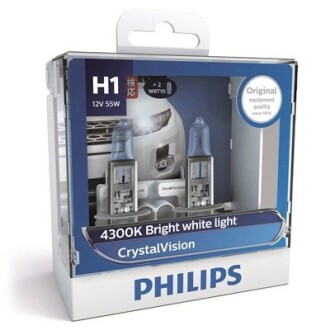 12258CVSM Автолампа Philips 12258CVSM CrystalVision H1 P14, 5s 55 W світло-блакитна PHILIPS підбір по vin на Brocar