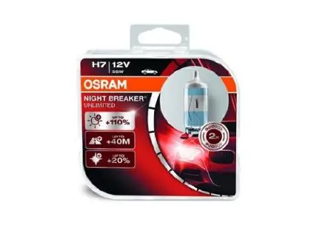 64210NBUHCB Автолампа Osram 64210NBU-HCB Night Breaker Unlimited H7 PX26d 55 W прозрачно-голубая OSRAM підбір по vin на Brocar