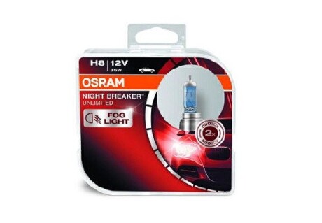 64212NBUHCB Автолампа Osram 64212NBU-HCB Night Breaker Unlimited H8 PGJ19-1 35 W прозоро-блакитна OSRAM підбір по vin на Brocar