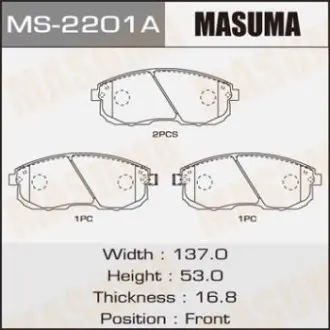 MS2201 Колодка тормозная передняя Nissan Juke (10-), Primera (01-05), Teana (03-14), Tida (07-)/ Suzuki SX 4 (06-14) (MS2201) MASUMA MASUMA подбор по vin на Brocar