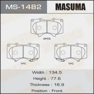 MS1482 Колодка тормозная передняя Mitsubishi Pajero (06-)/ Toyota Hilux (11-), Land Cruiser Prado (02-09) (MS1482) MASUMA MASUMA подбор по vin на Brocar