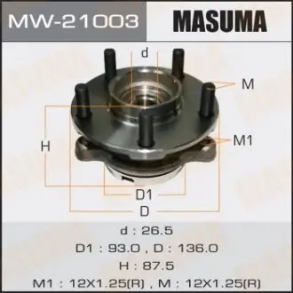 MW21003 Ступиця передня MASUMA підбір по vin на Brocar