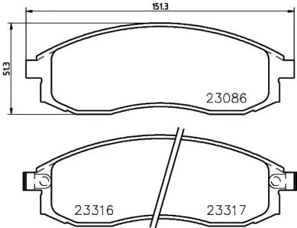 NP2037 Колодки гальмівні дискові передні Nissan Maxima 2.5, 3.0/Mitsubishi L200 2.0, 2.4 (96-) (NP2037) NISSHINBO NISSHINBO підбір по vin на Brocar