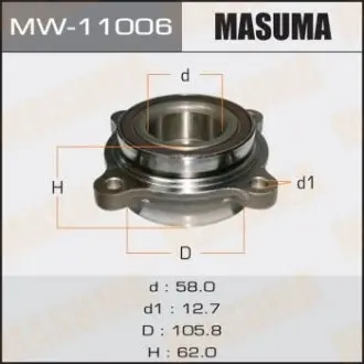 MW11006 Ступица колеса переднего в сборе с подшипником Toyota Land Cruiser (07-), Sequoia (07-17) (MW11006) MASUMA MASUMA подбор по vin на Brocar