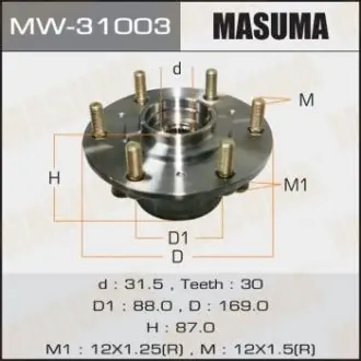 MW31003 Ступица колеса переднего в сборе с подшипником Mitsubishi L200 (07-), Pajero Sport (08-) (MW31003) MASUMA MASUMA подбор по vin на Brocar
