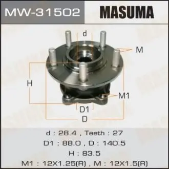 MW31502 Ступиця колеса заднього в зборі з підшипником Mitsubishi Outlander (06-12) 4WD (с ABS) (MW31502) MASUMA MASUMA підбір по vin на Brocar