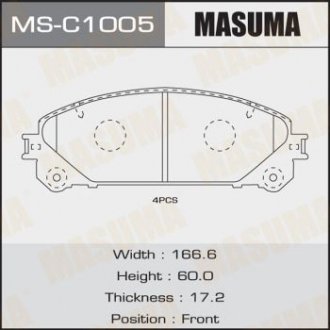 MSC1005 Колодка тормозная передняя Lexus NX 300 (17-), RX 350 (08-)/ Toyota Highlander (13-) (MSC1005) MASUMA MASUMA подбор по vin на Brocar