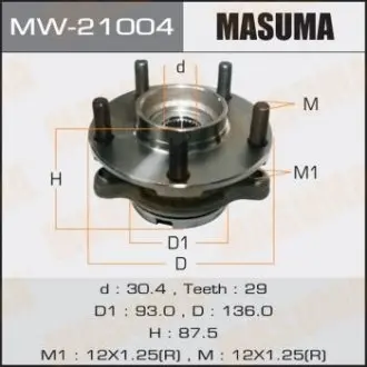 MW21004 Ступица колеса переднего в сборе с подшипником Nissan Murano (04-08), Teana (03-08) (MW21004) MASUMA MASUMA подбор по vin на Brocar