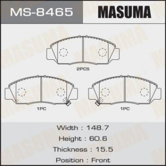 MS8465 Колодка тормозная передняя Honda Accord (02-05), Civic (06-11), FR-V (05-09) (MS8465) MASUMA MASUMA підбір по vin на Brocar
