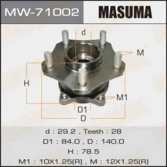 MW71002 Ступица колеса переднего в сборе с подшипником Suzuki Grand Vitara (05-) (MW71002) MASUMA MASUMA подбор по vin на Brocar