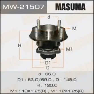 MW21507 Ступиця колеса заднього в зборі з підшипником Nissan Tida (07-) (с ABS) (MW21507) MASUMA MASUMA підбір по vin на Brocar