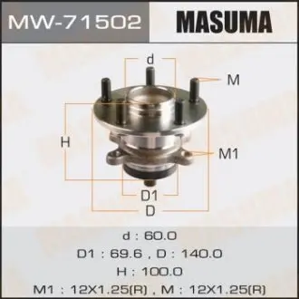 MW71502 Ступиця колеса заднього у зборі з підшипником Suzuki SX 4 (06-) (с ABS) (MW71502) MASUMA MASUMA підбір по vin на Brocar