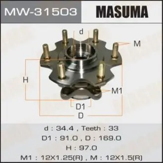MW31503 Ступица колеса заднего в сборе с подшипником Mitsubishi Pajero (00-06) (MW31503) MASUMA MASUMA подбор по vin на Brocar