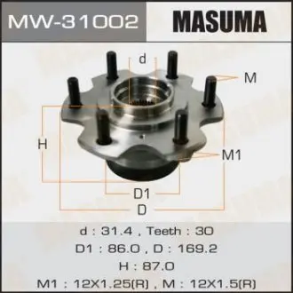 MW31002 Ступица колеса переднего в сборе с подшипником Mitsubishi Pajero (00-) (MW31002) MASUMA MASUMA подбор по vin на Brocar