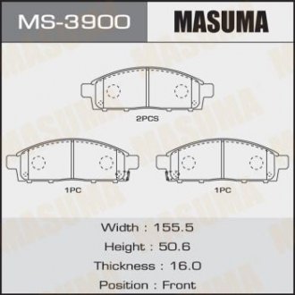 MS3900 Колодка тормозная передняя Mitsubishi L200 (07-), Pajero Sport (09-15) (MS3900) MASUMA MASUMA подбор по vin на Brocar