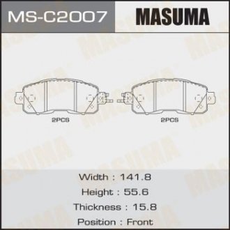 MSC2007 Колодка тормозная передняя Nissan Leaf (13-17), Teana (14-21) (MSC2007) MASUMA MASUMA подбор по vin на Brocar