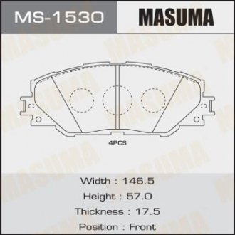 MS1530 Колодка тормозная передняя Toyota Auris (10-), RAV 4 (05-16) (MS1530) MASUMA MASUMA підбір по vin на Brocar