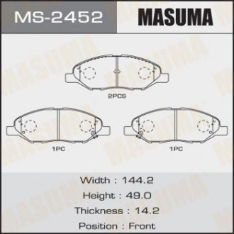 MS2452 Колодка тормозная передняя Nissan Note (05-12), Tida (04-12) (MS2452) MASUMA MASUMA подбор по vin на Brocar