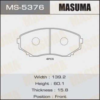 MS5376 Колодка тормозная передняя Mazda CX-7 (06-11), CX-9 (09-12) (MS5376) MASUMA MASUMA подбор по vin на Brocar