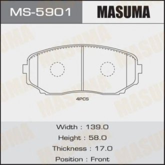 MS5901 Колодка тормозная передняя Mazda CX-7 (07-12), CX-9 (17-) (MS5901) MASUMA MASUMA подбор по vin на Brocar