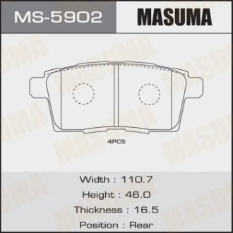 MS5902 Колодка тормозная задняя Mazda CX-7 (06-11), CX-9 (08-12) (MS5902) MASUMA MASUMA подбор по vin на Brocar
