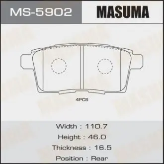 MS5902 Колодка гальмівна задня Mazda CX-7 (06-11), CX-9 (08-12) (MS5902) MASUMA MASUMA підбір по vin на Brocar