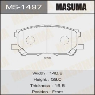 MS1497 Колодка тормозная передняя Lexus RX 300, 330, 350 (04-08) (MS1497) MASUMA MASUMA подбор по vin на Brocar