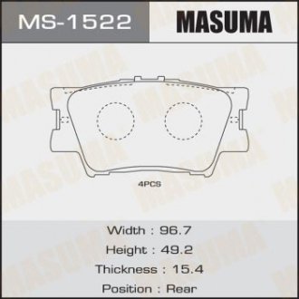 MS1522 Колодка гальмівна задня Toyota Camry (06-), RAV 4 (05-) (MS1522) MASUMA MASUMA підбір по vin на Brocar