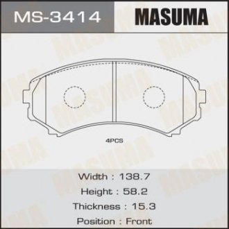 MS3414 Колодка тормозная передняя Mitsubishi Pajero (00-) (MS3414) MASUMA MASUMA підбір по vin на Brocar