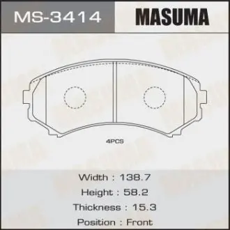 MS3414 Колодка гальмівна передня Mitsubishi Pajero (00-) (MS3414) MASUMA MASUMA підбір по vin на Brocar