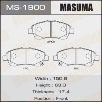 MS1900 Колодка тормозная передняя Toyota Avensis (03-08) (MS1900) MASUMA MASUMA подбор по vin на Brocar