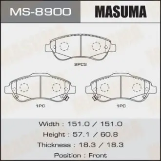 MS8900 Колодка гальмівна передня Honda CR-V (07-16) (MS8900) MASUMA MASUMA підбір по vin на Brocar