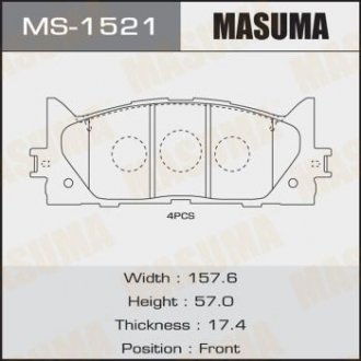 MS1521 Колодка тормозная передняя Toyota Camry (06-) (MS1521) MASUMA MASUMA подбор по vin на Brocar
