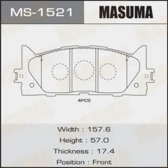 MS1521 Колодка гальмівна передня Toyota Camry (06-) (MS1521) MASUMA MASUMA підбір по vin на Brocar