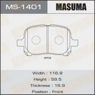 MS1401 Колодка гальмівна передня Toyota Camry (-01) (MS1401) MASUMA MASUMA підбір по vin на Brocar