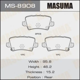 MS8908 Колодка тормозная задняя Honda Civic (06-12) (MS8908) MASUMA MASUMA подбор по vin на Brocar
