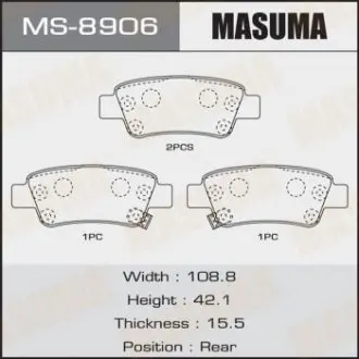 MS8906 Колодка гальмівна задня Honda CR-V (07-12) (MS8906) MASUMA MASUMA підбір по vin на Brocar