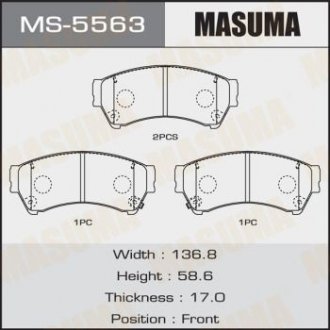 MS5563 Колодка тормозная передняя Mazda 6 (07-12) (MS5563) MASUMA MASUMA подбор по vin на Brocar