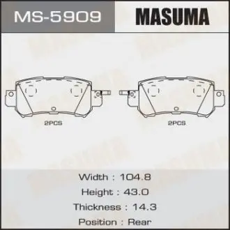 MS5909 Колодка тормозная задняя Mazda CX-5 (11-) (MS5909) MASUMA MASUMA подбор по vin на Brocar