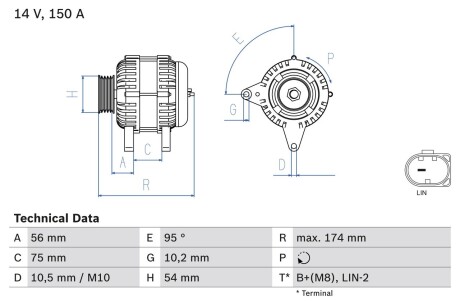 0986083700 Генератор BOSCH підбір по vin на Brocar