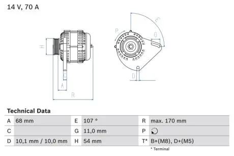 0986080560 Генератор BOSCH підбір по vin на Brocar