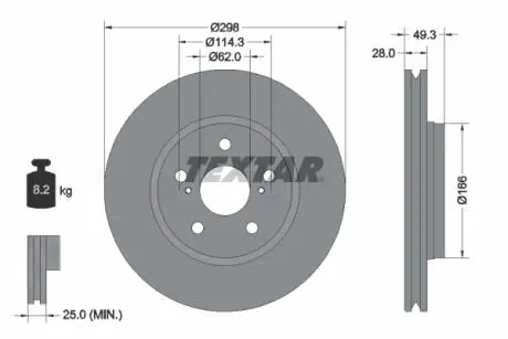 92315703 Диск тормозной (передний) Toyota C-HR 16- (298x28) PRO TEXTAR подбор по vin на Brocar