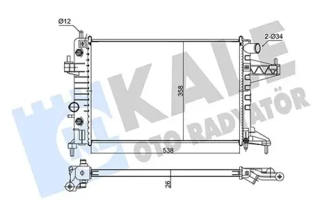 347490 Радиатор охлаждения Corsa C 1.4/1.8 00- KALE OTO RADYATOR підбір по vin на Brocar